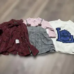 ベビー服 3点セット 赤黒チェック・ピンク・グレー