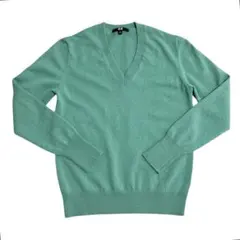 ユニクロ　カシミヤVネックセーター　エメラルドグリーン　M