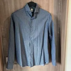 CiT luxury ネイビー花小紋柄　長袖シャツ　39