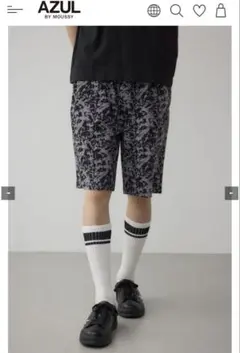 【新品】AZUL アブストラクトパターンショーツ Lサイズ BLK ハーフパンツ