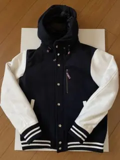 BEAMS HEART フード付きスタジャン ネイビー ホワイト サイズMのサムネイル
