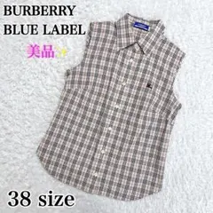 美品✨バーバリーブルーレーベル　ノースリーブシャツ　ノバチェック　38 ベージュ