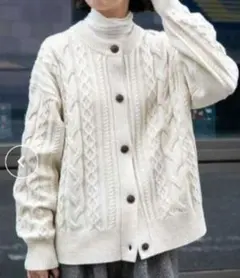 FORK&SPOON　アラン柄ニットカーディガン