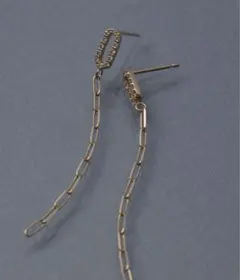 Lilas オーバルダイヤクリップチェーンピアス K10 （両耳）