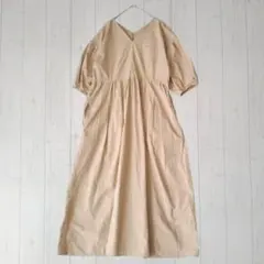 RAMIRAL 38 ロングワンピース ベージュ 半袖 Aライン