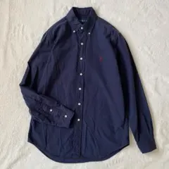 ポロラルフローレン ボタンダウン コットンシャツ 赤ポニー 紺