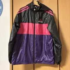 140cm adidas フード付きジャケット 黒/ピンク/紫