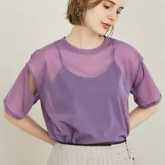 【¥7150】PUBLIC TOKYO シースルーアームスリット半袖Tシャツのサムネイル