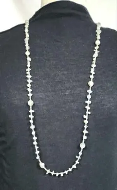 越田雅哉⭐フェルスパー、淡水真珠デザインY字ネックレス