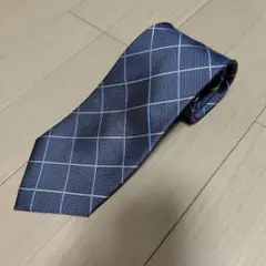 BRICK HOUSE ネクタイ グレー ブルー チェック柄 シルク 就職活動