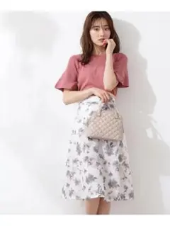 プロポーションボディドレッシング ペイントフラワーフレアスカート M