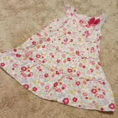 110ミキハウス花柄ノースリーブワンピースピンク