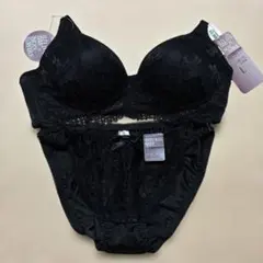 ブラックレースブラジャーショーツセット L