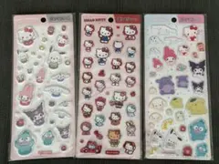 サンリオぷっくりシール3枚セット　ハローキティ　マイメロ　クロミ　シナモロール