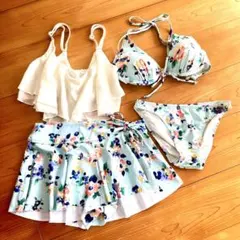 DIASHIELD フラワープリント セパレート水着 S チュール ショーパン付