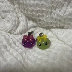 ほっぺちゃん　めじるしアクセサリー　黄緑　紫