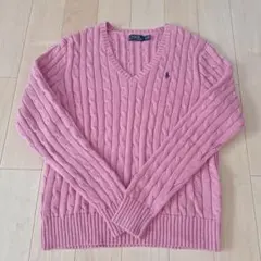 ポロラルフローレン ケーブルニット　ピンクL