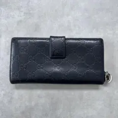 美品】グッチ 長財布 インプリメ ラウンドファスナー GG柄 黒 ロゴ金具