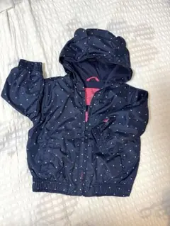 GAPギャップネイビー 水玉模様 ジャケット 熊耳フード付き　ピンク80