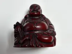 【縁起物】　布袋様 置物 朱色 七福神 開運 風水 仏像 オブジェ　重量感