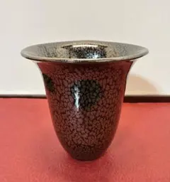 九谷焼 竹隆窯 北村隆 天目黒釉 金彩竹林文 花瓶 花器 作家物 九谷焼 竹隆窯 北村隆作 天目黒釉金彩竹林文花瓶｜生け花・飾り花器