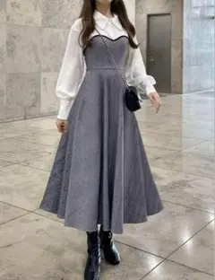 【新品】グレイル　シャツドッキングフレアワンピース　グレー　Mサイズ