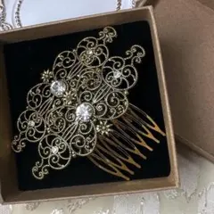 ペイネタ　アンティークゴールドラインストーン付　2個セット