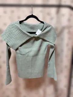 GRL リブ編みオフショルダー長袖ニット