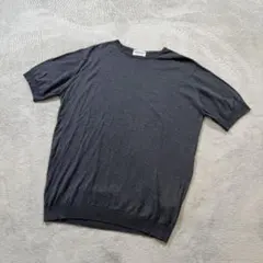 ジョンスメドレー 半袖ニット Lサイズ ライトグレー コットン100