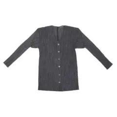 プリーツプリーズ 95AW メランジツイルスキッパープリーツシャツ グレー PLEATS PLEASE ISSEY MIYAKE - プリーツプリーズ 95AW メランジツイル