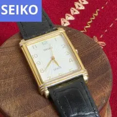 SEIKO DOLCE レクタンギュラー90年 超硬ケース ドイツ製金張りベルト