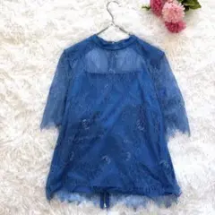 スナイデル　総レース　トップス　長袖　ブルー　可愛い　ブラウス