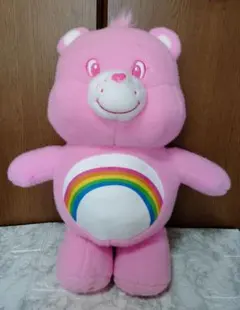 【タグ付き】ケアベア　羊毛フェルト風BIGぬいぐるみ2　ピンク