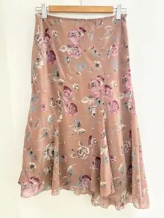 レストローズ　花柄ロングスカート ピンク系