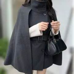 GRL グレイル ベルト付き ハイネック ケープ コート ze749 未着用