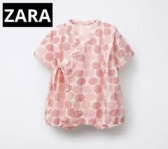 【美品】ZARA甚平ロンパース 68cm 花柄ピンク
