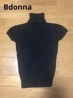 Bdonna 黒 タートルネック 半袖ニット