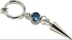 e135 シンプル バネ式リングピアスイヤリング片耳クリスタルノンホールピアス