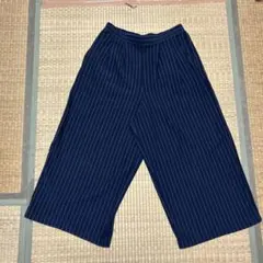 ストライプ ワイドパンツ ネイビー