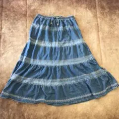 y2k 00s archive インド製グランジフェアリーデニムフレアスカート￼