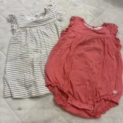 ロンパースセット（ストライプ＆ピンク）