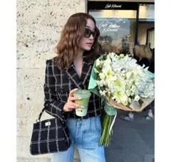 sheller シェリエ 5th check tweed jacket - メルカリ