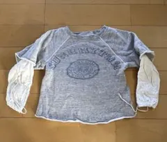 【Go to Hollywood】ダメージ加工重ね着風スウェットデニムダンガリー