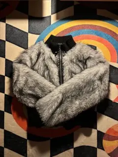グレー ファーコート クロップドジャケット