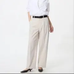 UNIQLO タックワイドパンツ ワイド ストレッチ 楽ちん アイボリー S