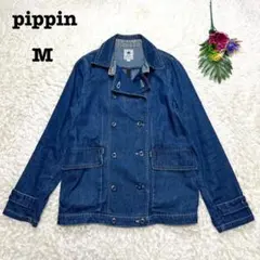 デニムジャケット　ステンカラー　ダブルボタン　日本製　綿100%　カジュアル　M