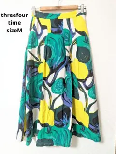 超美品　threefourtime　フラワープリント　スカート　M