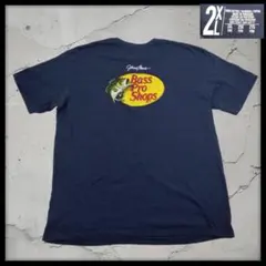 バスプロショップス 半袖Tシャツ 2XL 紺 ビッグロゴ フィッシング 古着