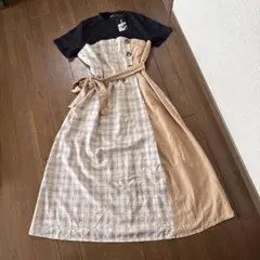 ロングワンピース チェック柄切替のサムネイル