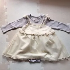 petit main ワンピース80 グレー/アイボリー